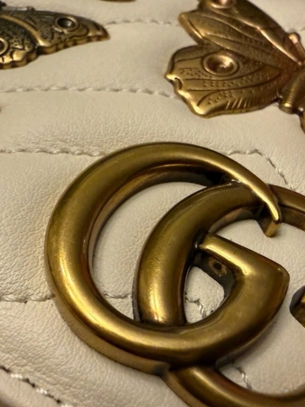 Gucci GG Marmont Cream 3 Way Mini Animalier Matelass'e Crossbody Purse - Picture 2 of 7